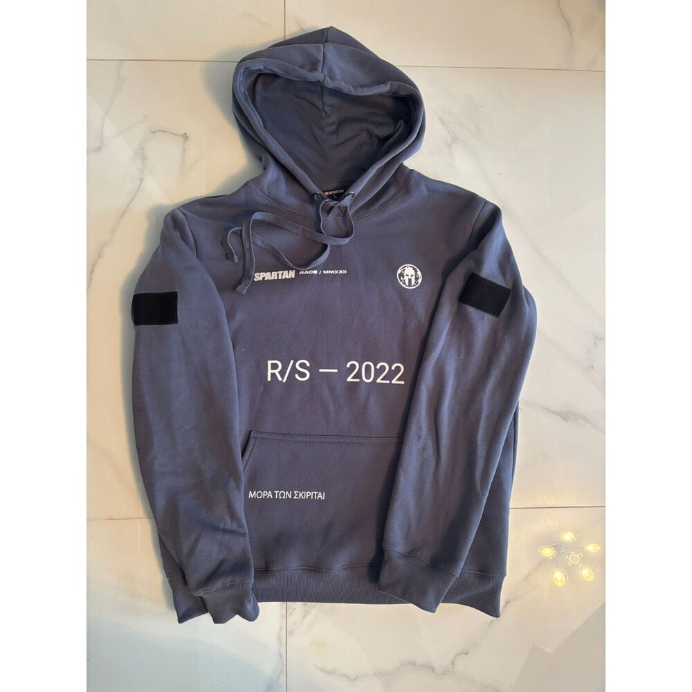 Spartan  Season Sweatshirt Large Blue/Gray Velcro Patch Sleeve Pullover